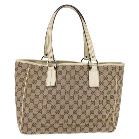 GUCCI GG Canvas Tote Bag Beige Silver 113017 Auth - Picture 2 of 14